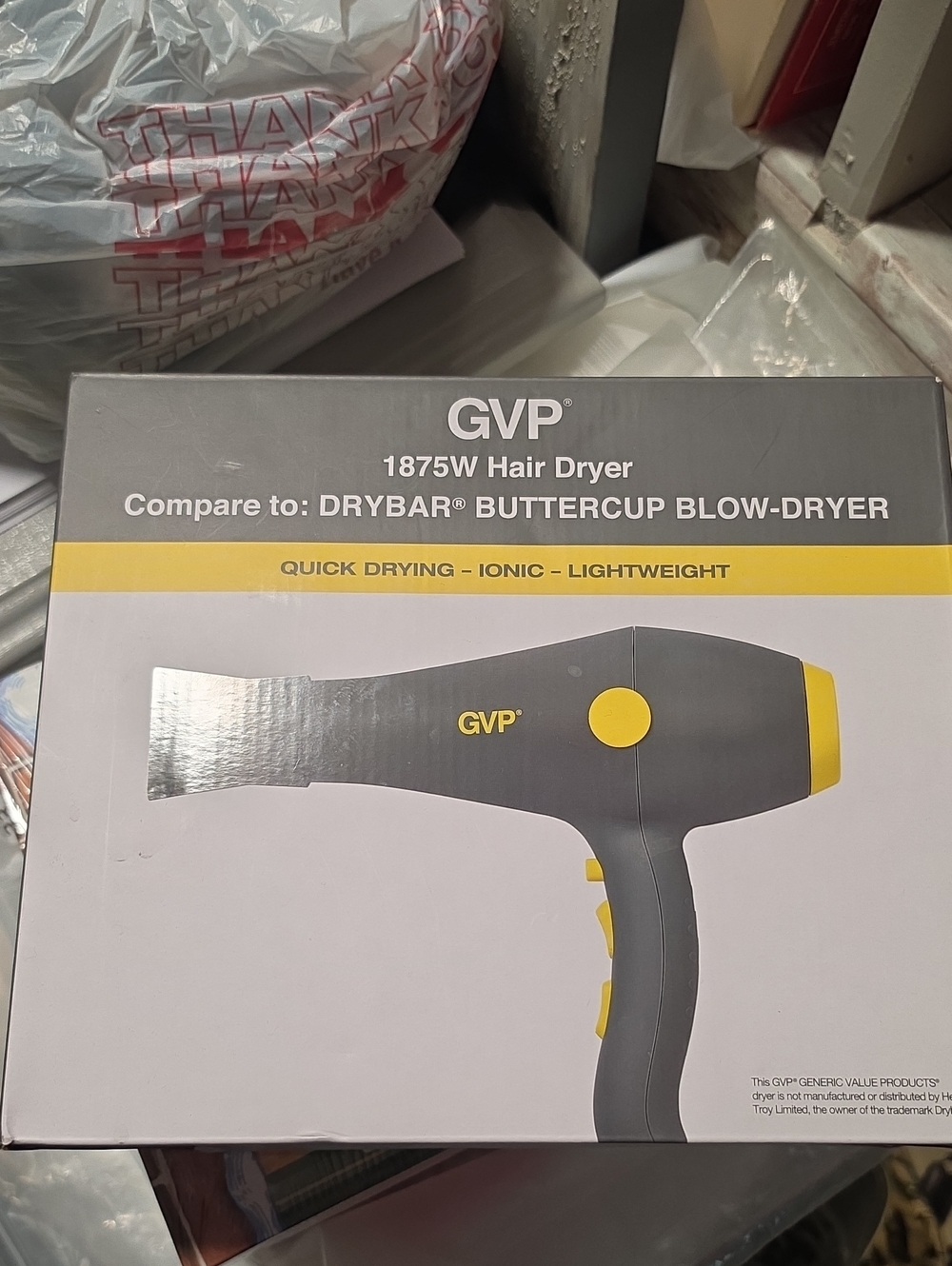 GVP 1875W Gray and Yellow Ionic Hair Dryer